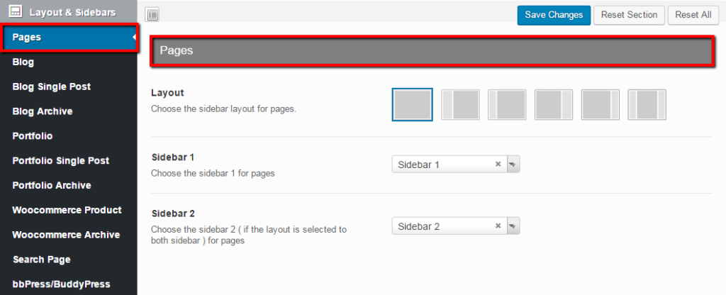 Layout & Sidebar Settings – TBS
